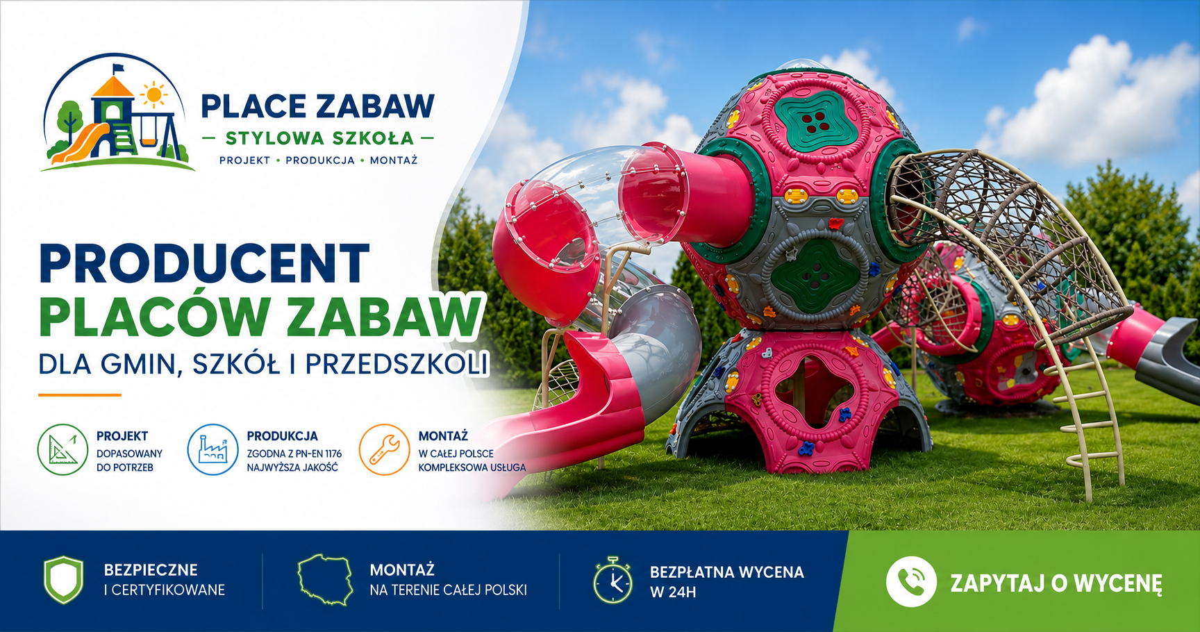 Producent placów zabaw dla gmin, szkół i przedszkoli – place zabaw zgodne z PN-EN 1176