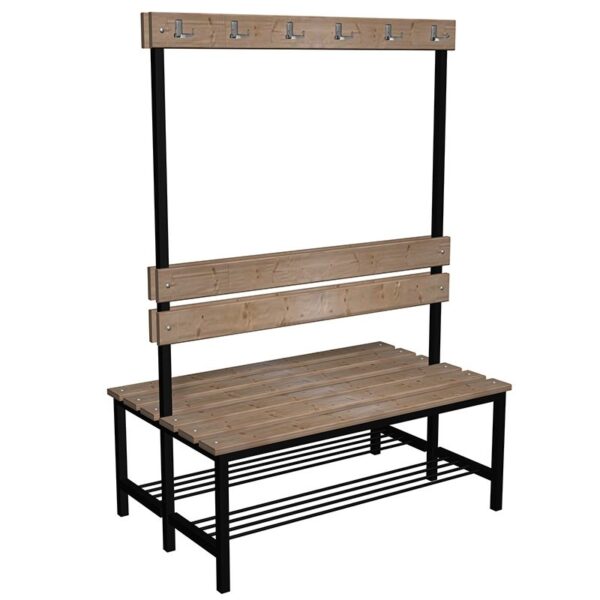 ba80fbb432621ca6f7059008341bed8a Ławka szatniowo korytarzowa z półką na buty Premium 2-str. z oparciem i wieszakiem 1m, 1,2m